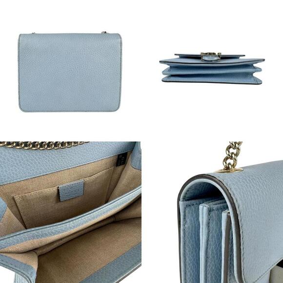 GUCCI Authentic Blue Leather Shoulder Bag - Picture 3 of 5